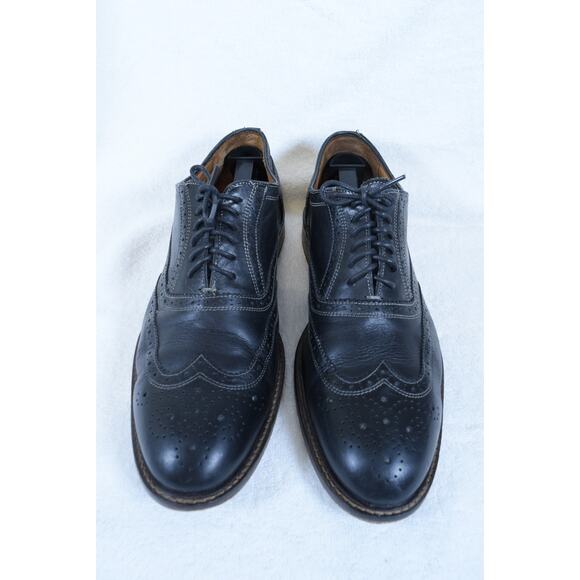 Massimo Matteo Firenze Black Wingtips Sz 10W Brogue Men's Dress Shoes #6650 - Picture 4 of 12